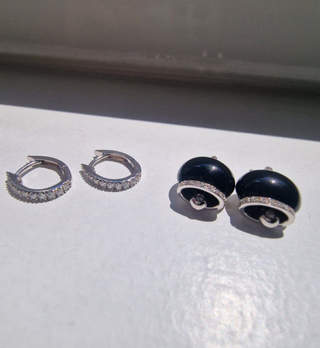 Boucles d'oreilles Chantecler Capri - Boucles d'oreilles cloche en or blanc, onyx et diamants 58 Facettes CV-069
