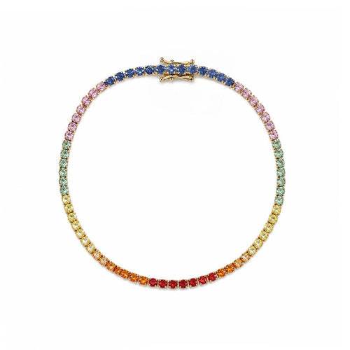 Bracelet One of A Kind - Bracelet tennis en or 18K et saphirs arc-en-ciel 58 Facettes GBT1281YG