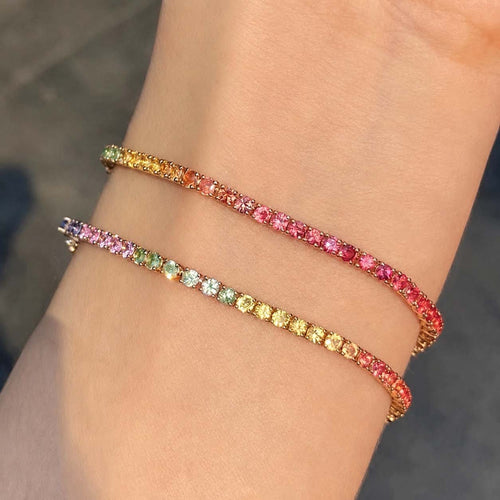 Bracelet One of A Kind - Bracelet tennis en or 18K et saphirs arc-en-ciel 58 Facettes GBT1281YG