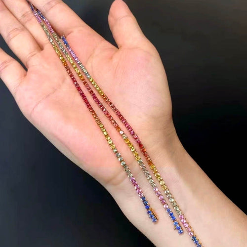 Bracelet One of A Kind - Bracelet tennis en or 18K et saphirs arc-en-ciel 58 Facettes GBT1281YG
