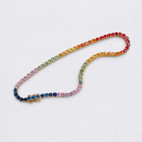 Bracelet One of A Kind - Bracelet tennis en or 18K et saphirs arc-en-ciel 58 Facettes GBT1281YG
