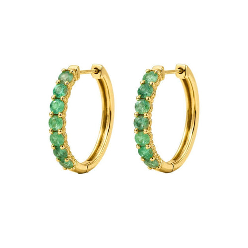 Boucles d'oreilles Boucles d'oreilles créoles en or 18K et émeraudes 58 Facettes GER1029YG