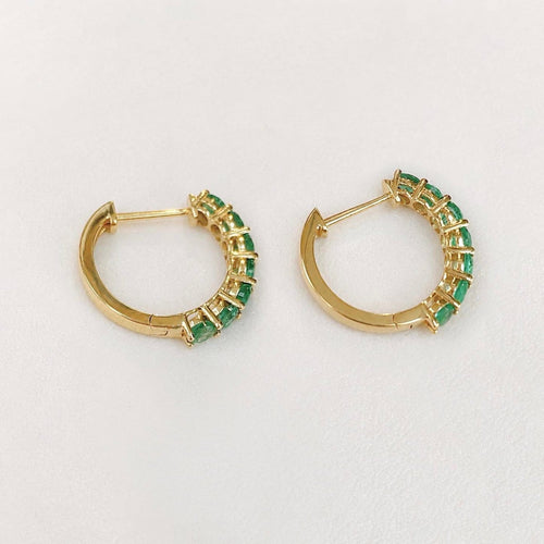Boucles d'oreilles Boucles d'oreilles créoles en or 18K et émeraudes 58 Facettes GER1029YG