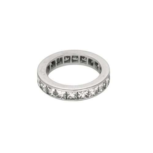 Bague 52 Alliance américaine - Bague en or gris et diamants princesse 58 Facettes B260361
