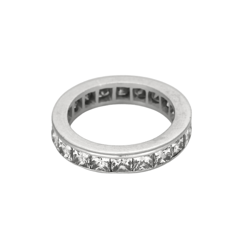 Bague 52 Alliance américaine - Bague en or gris et diamants princesse 58 Facettes B260361