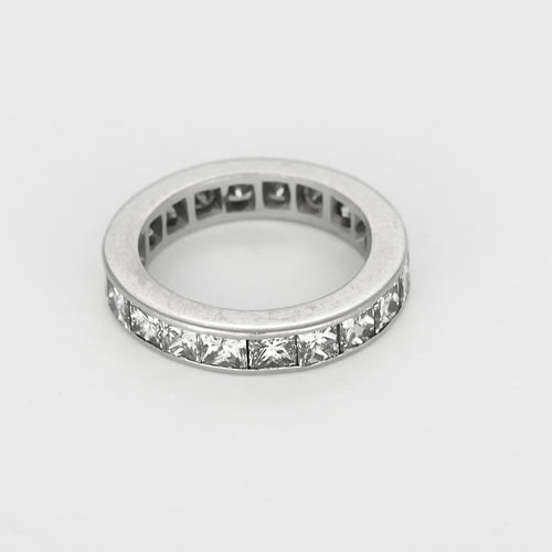Bague 52 Alliance américaine - Bague en or gris et diamants princesse 58 Facettes B260361