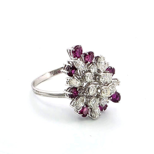 Bague 64 Bague en or blanc 18 kt avec diamants et rubis 58 Facettes 2049/G 248/26