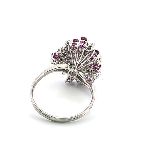 Bague 64 Bague en or blanc 18 kt avec diamants et rubis 58 Facettes 2049/G 248/26