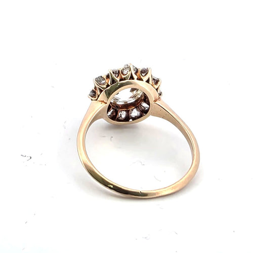 Bague 54 Bague en or rose 18 ct avec diamants taille ancienne 58 Facettes NOCODE