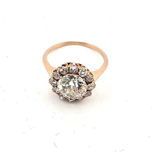 Bague 54 Bague en or rose 18 ct avec diamants taille ancienne 58 Facettes NOCODE
