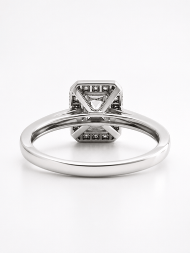 Bague 48 Bague halo en or gris 18K et diamants 58 Facettes LP1919/ANNNB