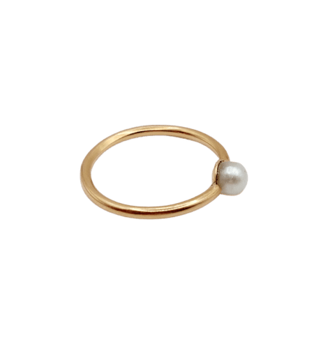 Bague 52.5 Bague antique en or rose 18k et perle 58 Facettes A07503