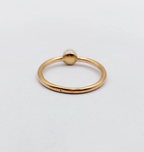 Bague 52.5 Bague antique en or rose 18k et perle 58 Facettes A07503