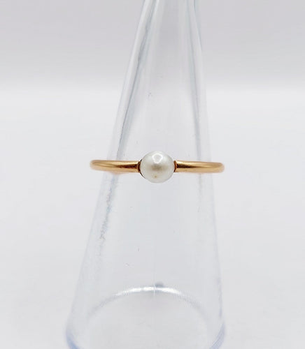 Bague 52.5 Bague antique en or rose 18k et perle 58 Facettes A07503