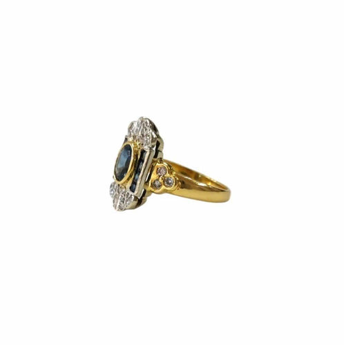 Bague 53.5 Bague Art déco en or jaune et blanc 18K, saphir et diamants 58 Facettes bag-artdeco.2208