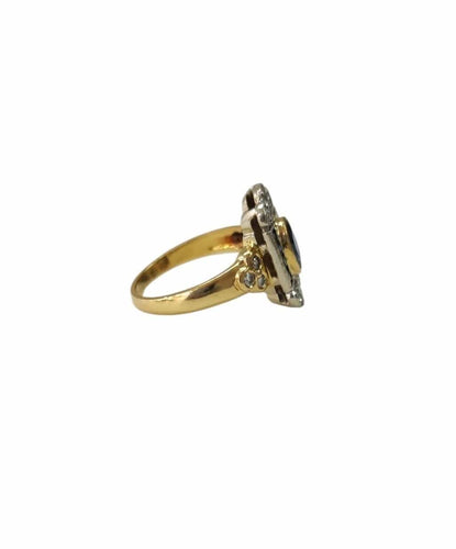 Bague 53.5 Bague Art déco en or jaune et blanc 18K, saphir et diamants 58 Facettes bag-artdeco.2208