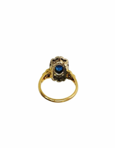 Bague 53.5 Bague Art déco en or jaune et blanc 18K, saphir et diamants 58 Facettes bag-artdeco.2208
