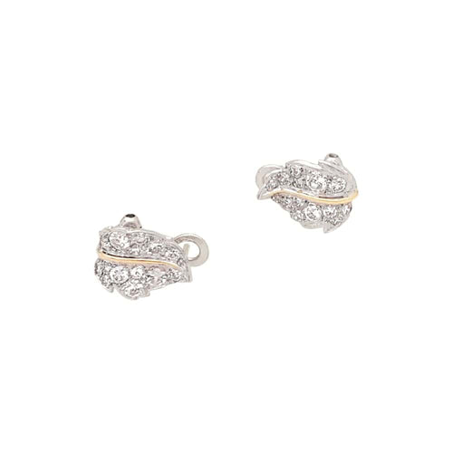 Boucles d'oreilles Boucles d'oreilles feuilles en or jaune et blanc avec diamants 58 Facettes 35765