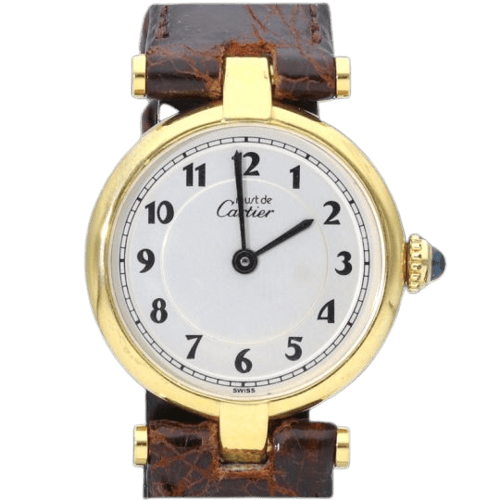 Montre Cartier Must de Cartier - Montre vermeil argent et cuir 58 Facettes MT45966