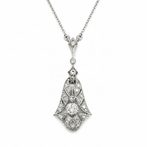 Collier Art déco - Collier pendentif en or blanc et diamants 58 Facettes 1.0001488/2