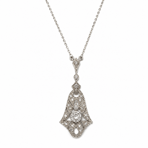 Collier Art déco - Collier pendentif en or blanc et diamants 58 Facettes 1.0001488/2