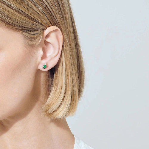 Boucles d'oreilles AITCHES Single Tulip - Boucles d'oreilles en or 18K, émeraudes et diamants 58 Facettes GER1347GN