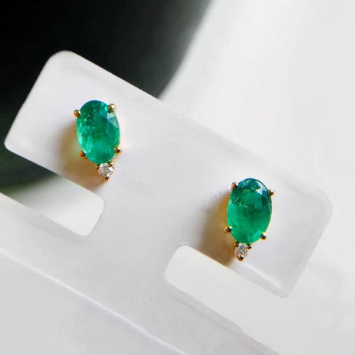 Boucles d'oreilles AITCHES Single Tulip - Boucles d'oreilles en or 18K, émeraudes et diamants 58 Facettes GER1347GN