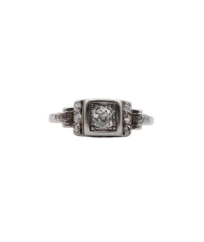 Bague 56 Bague tank Art déco en platine et diamants 58 Facettes A07516