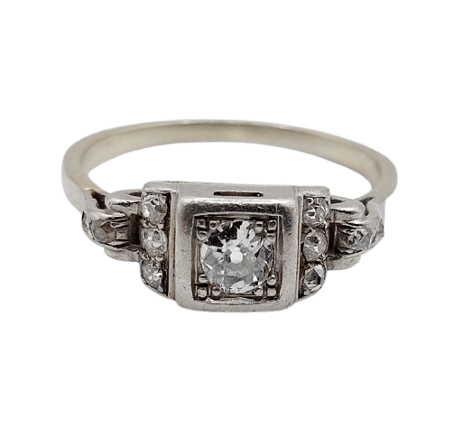 Bague 56 Bague tank Art déco en platine et diamants 58 Facettes A07516