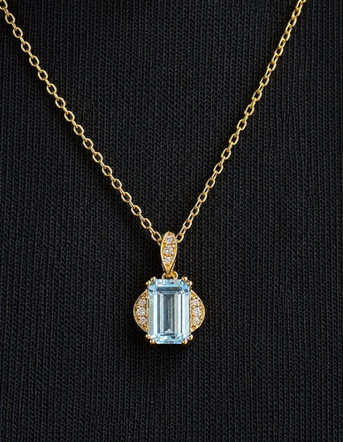 Parure - Bague et pendentif en or jaune, aigues-marines et diamants 58 Facettes Onc