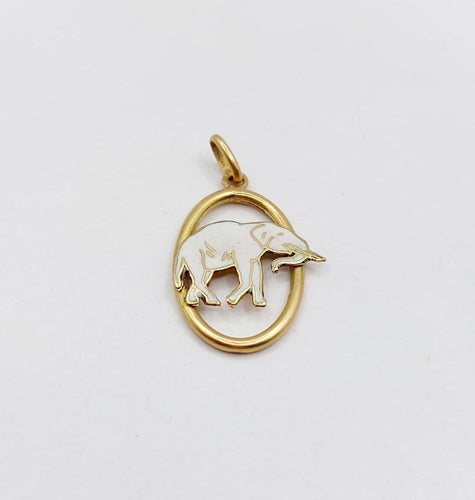Pendentif Pendentif éléphant antique en or 18k et émail blanc 58 Facettes A07521