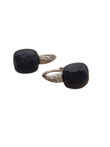 Boucles d'oreilles Pomellato Capri - Boucles d'oreilles en or blanc, onyx et diamants 58 Facettes CV-070