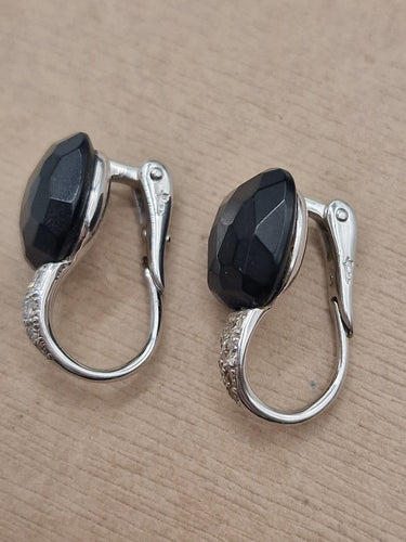 Boucles d'oreilles Pomellato Capri - Boucles d'oreilles en or blanc, onyx et diamants 58 Facettes CV-070
