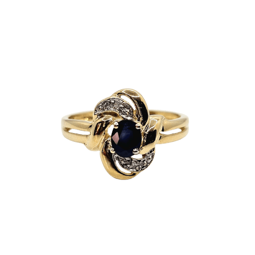 Bague 52 Bague saphir en or jaune et diamants 58 Facettes 746