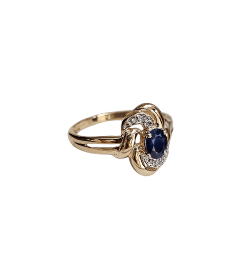 Bague 52 Bague saphir en or jaune et diamants 58 Facettes 746