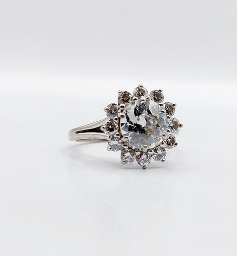 Bague 52 Bague marguerite Art déco en or blanc 18k et platine avec diamants 58 Facettes A07525