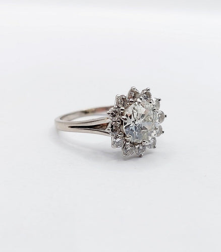 Bague 52 Bague marguerite Art déco en or blanc 18k et platine avec diamants 58 Facettes A07525