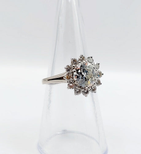 Bague 52 Bague marguerite Art déco en or blanc 18k et platine avec diamants 58 Facettes A07525