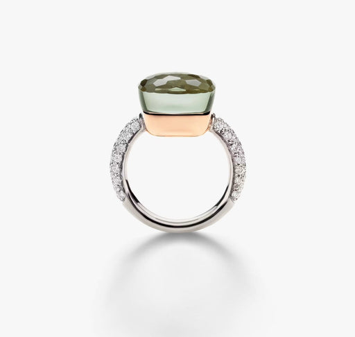 Bague 54 Pomellato Nudo Maxi - Bague en or rose et blanc, prasiolite et diamants 58 Facettes 535A26_M