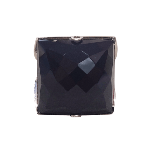 Bague en or blanc 18 ct et onyx 58 Facettes T13