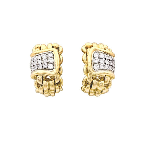 Boucles d'oreilles Boucles d'oreilles Mailles vintage en or jaune, blanc et diamants 58 Facettes 35772