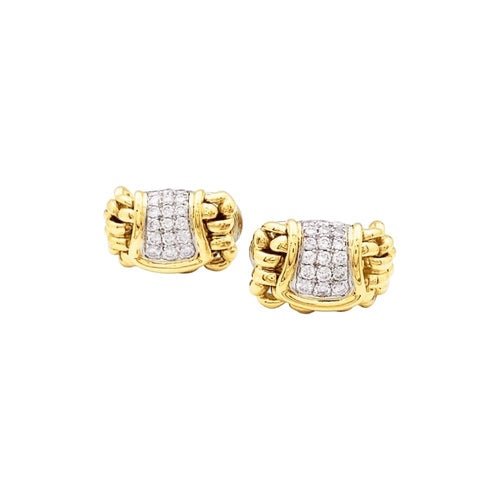 Boucles d'oreilles Boucles d'oreilles Mailles vintage en or jaune, blanc et diamants 58 Facettes 35772