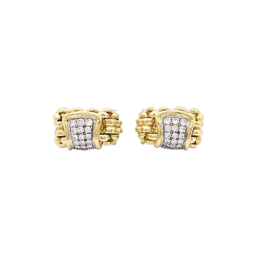 Boucles d'oreilles Boucles d'oreilles Mailles vintage en or jaune, blanc et diamants 58 Facettes 35772
