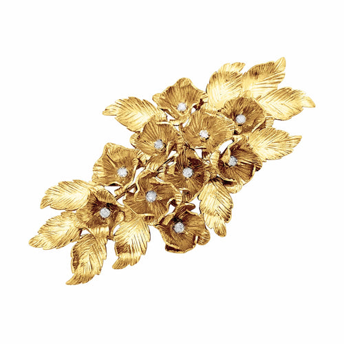 Broche Fleurs - Broche en or jaune et diamants 58 Facettes 35775