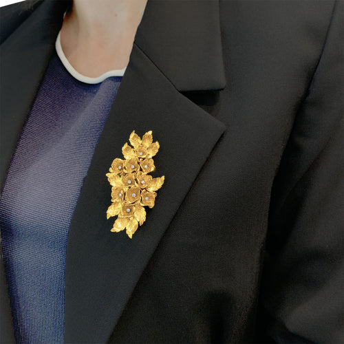 Broche Fleurs - Broche en or jaune et diamants 58 Facettes 35775
