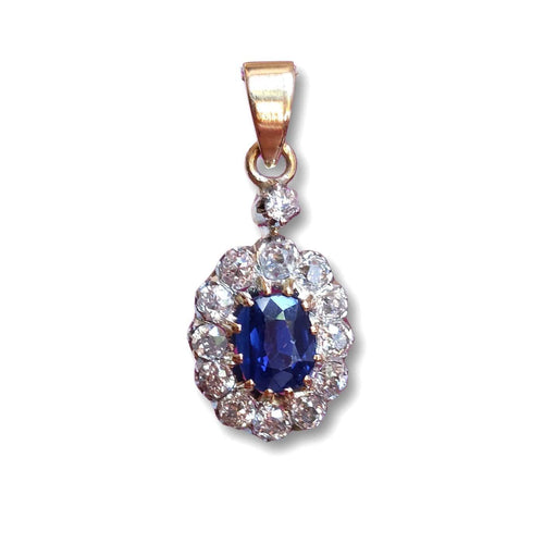 Pendentif Pendentif marguerite XIXe en or jaune, saphir et diamants 58 Facettes 264