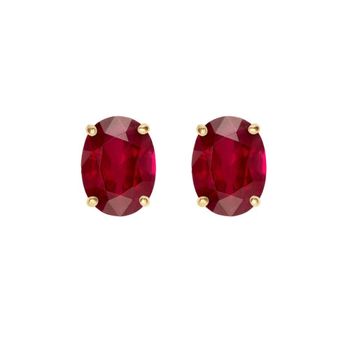 Boucles d'oreilles Single Tulip - Boucles d'oreilles en or 18K et rubis ovales 58 Facettes GER1047RB