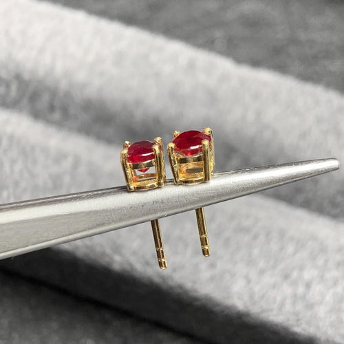 Boucles d'oreilles Single Tulip - Boucles d'oreilles en or 18K et rubis ovales 58 Facettes GER1047RB