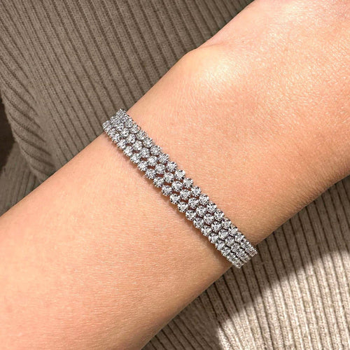 Bracelet Disco - Bracelet tennis triple en or blanc 18K et diamants 58 Facettes GBT1018WG-1
