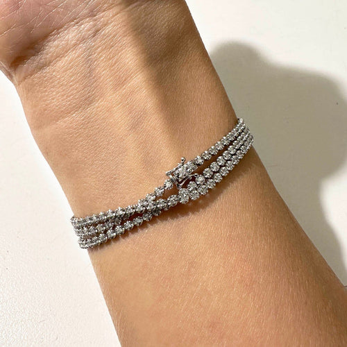 Bracelet Disco - Bracelet tennis triple en or blanc 18K et diamants 58 Facettes GBT1018WG-1